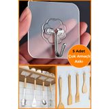 CNGZSHOP 5 Adet Güçlü Şeffaf Duvar Askısı Askılığı Yapışkan Vantuz Kanca Mutfak Banyo Aksesuar