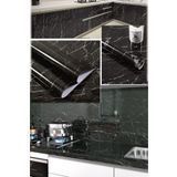 CNGZSHOP 5 Metre X 60 Cm Mermer Folyo Kaplama Kağıdı Siyah Yapışkanlı Mermer Görünüm Masa Tezgah Dolap Mutfak