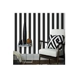 CNGZSHOP 7950 Kalın Çizgili Siyah Beyaz Duvar Kağıdı 52 Cm x 10 Metre