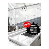 CNGZSHOP Beyaz Mermer Desenli (5 METRE) Kendinden Yapışkanlı Kaplama Kağıdı Gri-tezgah&duvar&dolap&raf Folyo