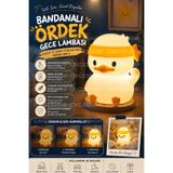 CNGZSHOP Çocuk Bebek Odası Bandanalı Ördek Figürlü Gece Lambası LED Işık Sevimli Dokunmatik Şarjlı Silikon La