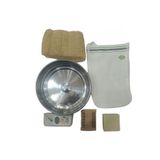 CNGZSHOP Doğal Kabak Lifi,Alüminyum Hamam Tası,Ahşap Tarak,Kese,Zeytinyağlı Sabun,Topuk Taşı Hamam Set