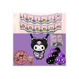 CNGZSHOP Kuromi Doğum Günü Partisi Seti, Folyo Balon, Banner, Tabak, Bardak, Mısır Kutusu
