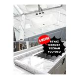 CNGZSHOP Mermer Desenli Beyaz Folyo Kaplama 5 Mt X 60 Cm Mutfak Tezgah Dolap Kendinden Yapışkanlı Kağıdı