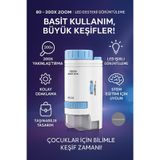 CNGZSHOP Mini Mikroskop, 80X-200X Zoom, LED Işıklı, Çocuk Keşif Aracı, Mavi