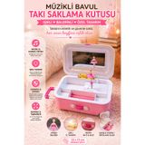 CNGZSHOP Müzikli Bavul Takı Saklama Kutusu | Işıklı Balerinli Dekoratif Takı Organizer
