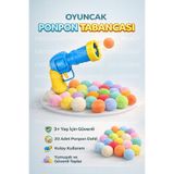 CNGZSHOP Pelüş Ponpon Top Atan Oyuncak Tabanca, 20 Adet Renkli Ponpon, 3+ Yaş