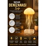 CNGZSHOP RGB Denizanası Gece Lambası Ses Sensörlü LED Masa Lambası USB Type-C Şarjlı Renk Değiştiren Dekorati