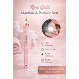 CNGZSHOP Rose Gold Manikür & Pedikür Seti, Şarjlı Tırnak Bakım Aleti, 5 Farklı Uç Başlıklı, LED Işıklı