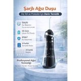 CNGZSHOP Şarjlı Ağız Duşu, Su Püskürtmeli Diş Temizleme Cihazı, 3 Farklı Püskürtme Modu, Diş Arası Temizleyici, Siyah