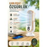 CNGZSHOP Şarjlı Çift Fanlı Vantilatör 5 Kademeli 720° Dönebilir USB Şarjlı Masaüstü Fan Güçlü Sessiz Taşınabi
