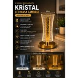 CNGZSHOP Şarjlı LED Masa Lambası 3 Işık Modlu Dokunmatik Kristal Desenli Dekoratif Gece Lambası Kablosuz Orta