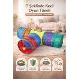 CNGZSHOP T Şeklinde Katlanır Gökkuşağı Kedi Tüneli, Çok Renkli, Polyester, 310g