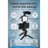 CNGZSHOP Video Making Kit Kumandalı Mikrofon LED Işık Mini Tripod Telefon Tutucu Youtuber Video Kayıt Seti
