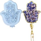 Cnk craft shop Yuvarlak Druzy Kristal Silikon Epoksi Kalıbı, 4 cm, Şeffaf, Kolye ve Anahtarlık Yapımı için, (Fatima)