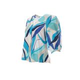 CNL Collection Kadın V Yaka 3/4 Kol Geometrik Desenli Bluz, Çok Renkli, XL