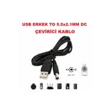 CNL Usb Erkek to 5.5x2.1mm DC Çevirici Kablo Mini Hoparlör Notebook Soğutucu Harici Dvd Usb Hub