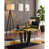 Cnr Endüstri Premium Metal Modüler Orta Sehpa Seti – Gold Tabla & Mat Siyah Ayak – 3'lü Iç Içe Geçebilir Zigon Tasarım
