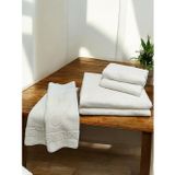 Cnr Garden 6 Parça Beyaz Geniş Banyo Havlu Seti Ayak Havlusu, Banyo Havlusu, Saç Havlusu