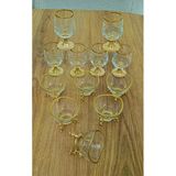 ÇNR Home Collection 12 parça gold kahve yanı 6 lı su bardağı & 6 lı lokumluk-şekerlik