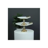 ÇNR Home Collection 2 ADET METAL AYAKLI KELEBEKLİ PORSELEN SUNUMLUK KURABİYELİK SERVİS TABAĞI