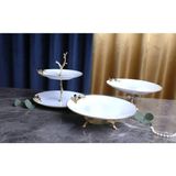 Çnr Home Collection 3 Parça Metal Ayaklı Porselen Sunumluk Kurabiyelik Şekerlik - Beyaz