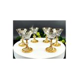 Çnr Home Collection 6 Adet Metal Ayaklı Gold Detaylı Magnolia- Kase - Dondurmalık - Şekerlik - Sunumluk