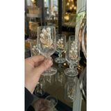 Çnr Home Collection 6 ' Lı Inci Çiçek Detaylı Gold Metal Süslemeli Ayaklı Cam Kahve Yanı Bardak Seti - Şeffaf
