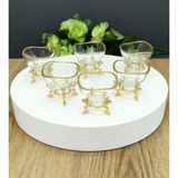 Çnr Home Collection 6' Lı Lüx Kahve Yanı Mini Lokumluk Şekerlik Sosluk - Şeffaf Altın