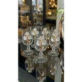 Çnr Home Collection 6’lı Inci/çiçek Detaylı Gold Metal Süslemeli Ayaklı Cam Kahve Yani Kadeh Seti – Şık Sunum Bardakları - Altın - Gri