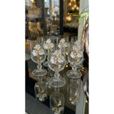 ÇNR Home Collection 6’lı İnci/Çiçek Detaylı Gold Metal Süslemeli Ayaklı Cam Kahve Yani Kadeh Seti –Şık Sunum Bardakları