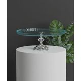 Çnr Home Collection Avangard Gümüş Döküm Ayaklı Yuvarlak Pasta Standı Muhteşem Sunumluk - Gri
