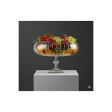 ÇNR Home Collection Lotus kristal 24 cm kesme dekor metal ayaklı salata kasesi cam sunumluk - servis tabağı