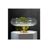 ÇNR Home Collection Lotus kristal 24 cm metal ayaklı salata kasesi cam sunumluk-servis tabağı