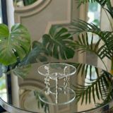 Çnr Home Collection Lüks Metal Ayaklı Çiçekli Kahve Yanı Lokumluk & Çikolatalık – Yüzük Yükseltici, Dekoratif Sunumluk Gold - Gümüş