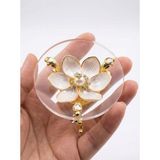 Çnr Home Collection Lüx Metal Ayaklı Çiçekli Kahve Yanı Lokumluk & Çikolatalık - Yüzük Yükseltici, Dekoratif Sunumluk - Gold