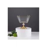 Çnr Home Collection Paşabahçe Metal Ayaklı Gold Detaylı Cam Büyük Boy Salata-Servis -Sunum Kasesi