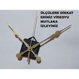 Cnr Shop 14 mm Şaft Boyu Duvar Saati Mekanizması Sessiz Çalışır Büyük Boy Akrep-Yelkovan-Saniye-(Askılı) - Altın