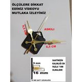 Cnr Shop 16 mm Şaft Boyu Sessiz Çalışır Saat Mekanizması Desenli Akrep-Yelkovan-Saniye-(Askılı) - Altın