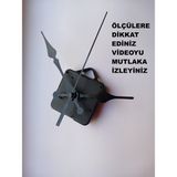 Cnr Shop 16 mm Şaft Boyu Sessiz Çalışır Saat Mekanizması Desenli Akrep-Yelkovan-Saniye-(Askılı) - Siyah
