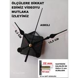 Cnr Shop Akar Mekanizma 22 mm Şaft Duvar Saati Mekanizması, Sessiz Çalışır Akrep-Yelkovan-Saniye-(Askılı) - Siyah