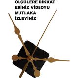 Cnr Shop Duvar Saati Mekanizması, 18 mm Şaft Sessiz Çalışır Akar Mekanizma Akrep-Yelkovan-Saniye-(Askısız) - Altın