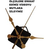 Cnr Shop Duvar Saati Mekanizması, 18 mm Şaft Sessiz Çalışır Akar Saat Makinesi Akrep-Yelkovan-Saniye-(Askılı) - Altın