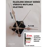 Cnr Shop Duvar Saati Mekanizması, 22 mm Şaft Sessiz Çalışır Akar Mekanizma Akrep-Yelkovan-Saniye-(Askılı) - Gümüş