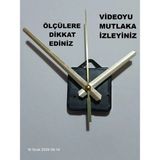 Cnr Shop Duvar Saati Mekanizması, 22 mm Şaft Sessiz Çalışır Akrep-Yelkovan-Saniye Dahil (Askılı) - Altın