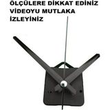 Cnr Shop Duvar Saati Mekanizması, 22 mm Şaft Sessiz Çalışır Akrep-Yelkovan-Saniye Dahil (Askılı) - Siyah