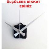 Cnr Shop Saat Makinesi, 16 mm Şaft Akar Sessiz Duvar Saati Mekanizması, Akrep-Yelkovan-Saniye-(Askılı) - Gümüş