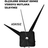 Cnr Shop Saat Makinesi, 16 mm Şaft Akar Sessiz Duvar Saati Mekanizması, Akrep-Yelkovan-Saniye-(Askısız) - Siyah