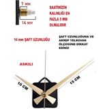 Cnr Shop Saat Mekanizması 14 mm Şaft Boyu Akar Sessiz Çalışır, Saat Makinesi, Akrep-Yelkovan-Saniye-(Askılı) - Altın