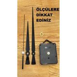 Cnr Shop Saat Mekanizması, 14 mm Şaft Boyu, Akar Sessiz Duvar Saati Mekanizması, 3D Saatlere Uyumlu Akrep-Yelkovan-Saniye-(Askılı)